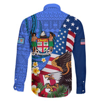 United States And Fiji Family Matching Tank Maxi Dress and Hawaiian Shirt USA Flag Eagle Mix Fijian Coat Of Arms Tapa Pattern LT14 - Polynesian Pride
