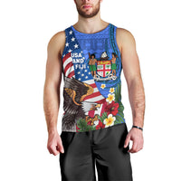 United States And Fiji Men Tank Top USA Flag Eagle Mix Fijian Coat Of Arms Tapa Pattern LT14 - Polynesian Pride