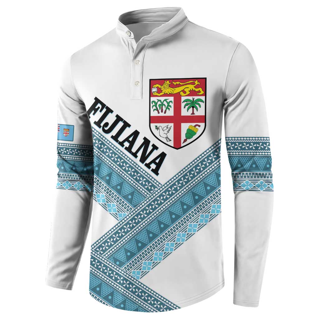 Custom Fiji Tapa Rugby 2025 Button Sweatshirt Go Champions Fijiana