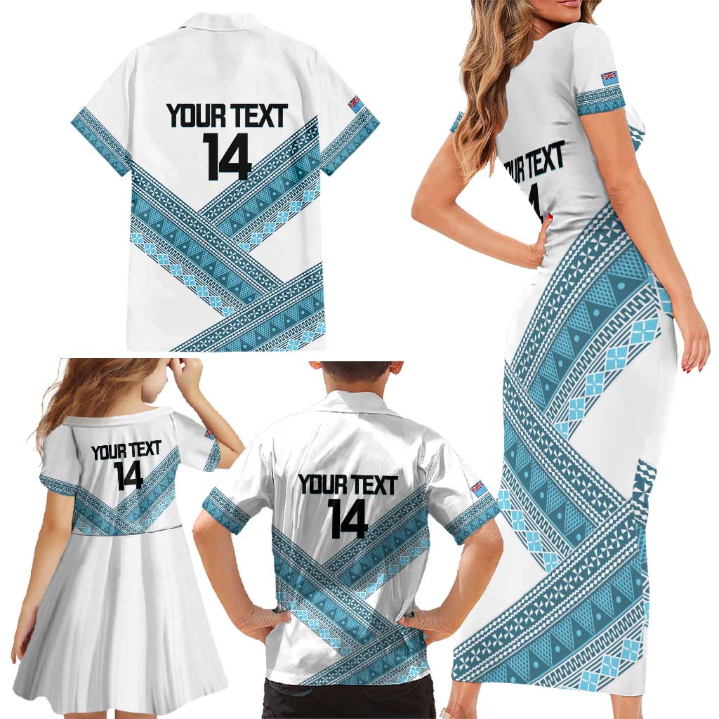 Custom Fiji Tapa Rugby 2025 Family Matching Short Sleeve Bodycon Dress and Hawaiian Shirt Go Champions Fijiana