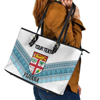 Custom Fiji Tapa Rugby 2025 Leather Tote Bag Go Champions Fijiana