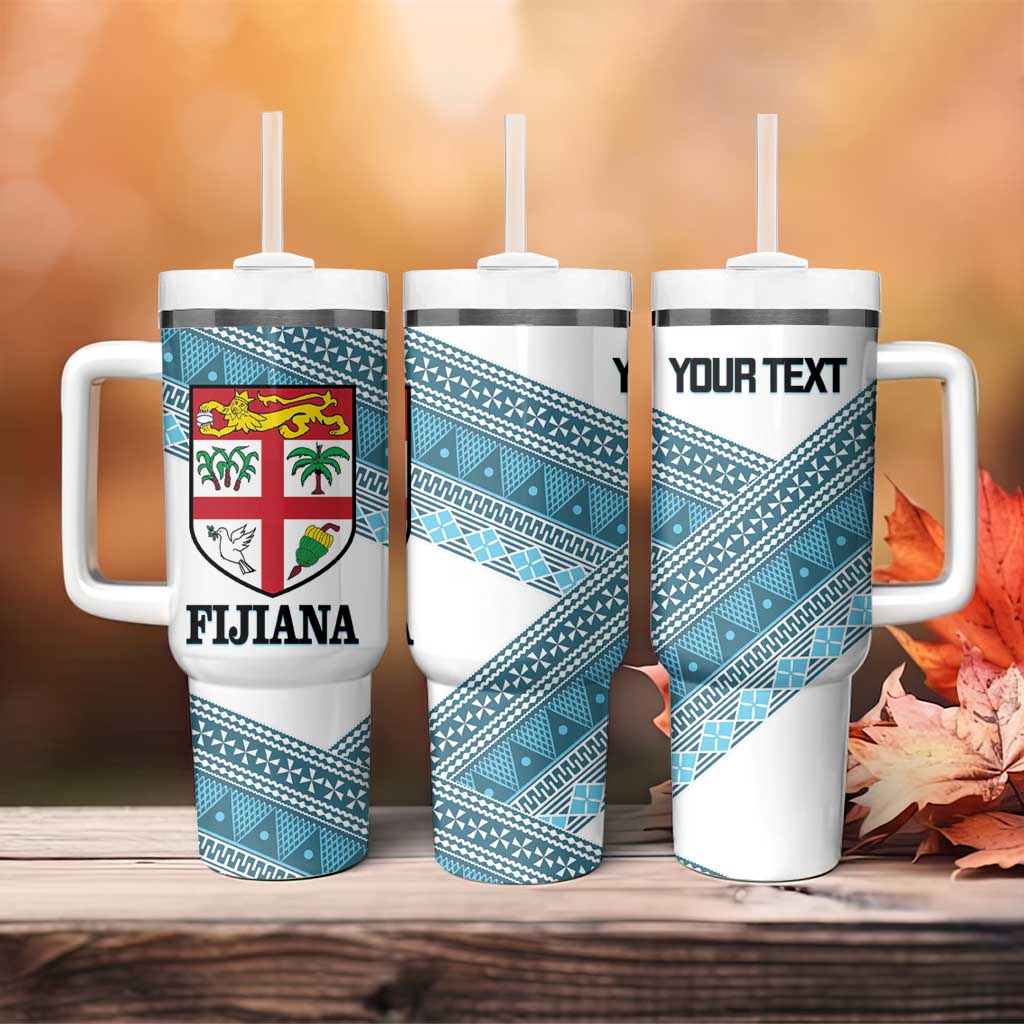 Custom Fiji Tapa Rugby 2025 Tumbler With Handle Go Champions Fijiana