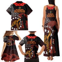 Cook Islands ANZAC Day Family Matching Tank Maxi Dress and Hawaiian Shirt Poppies With Sea Turtle LT14 - Polynesian Pride