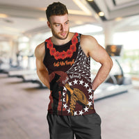 Cook Islands ANZAC Day Men Tank Top Poppies With Sea Turtle LT14 Red - Polynesian Pride