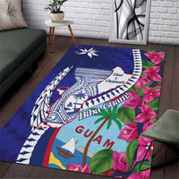 Biba Guam Liberation Day Area Rug Tano y Chamoru Latte Stone Blue LT14 Blue - Polynesian Pride