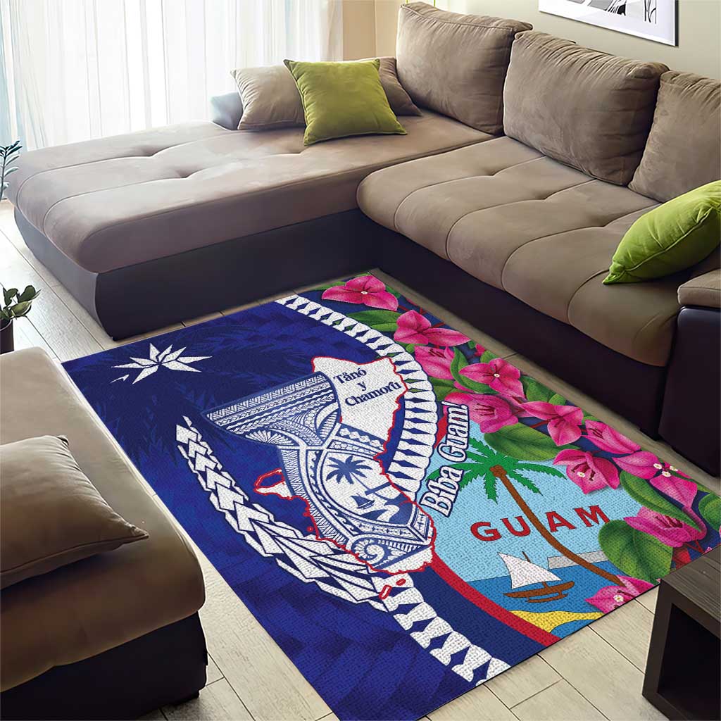Biba Guam Liberation Day Area Rug Tano y Chamoru Latte Stone Blue LT14 - Polynesian Pride