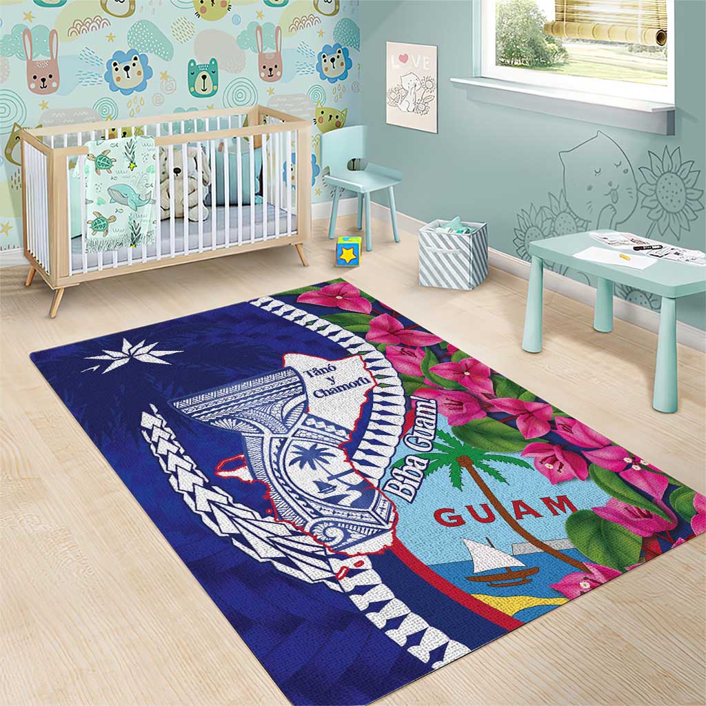 Biba Guam Liberation Day Area Rug Tano y Chamoru Latte Stone Blue LT14 - Polynesian Pride