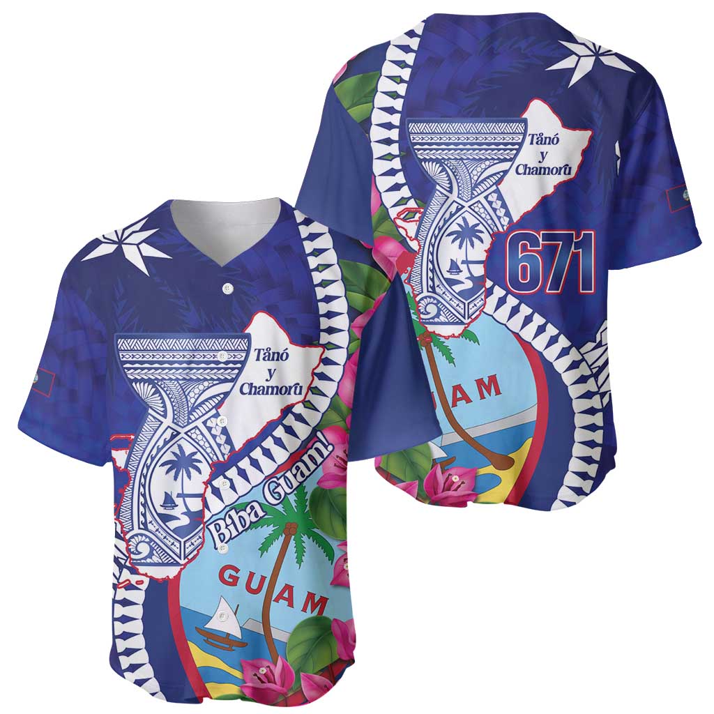 Biba Guam Liberation Day Baseball Jersey Tano y Chamoru Latte Stone Blue