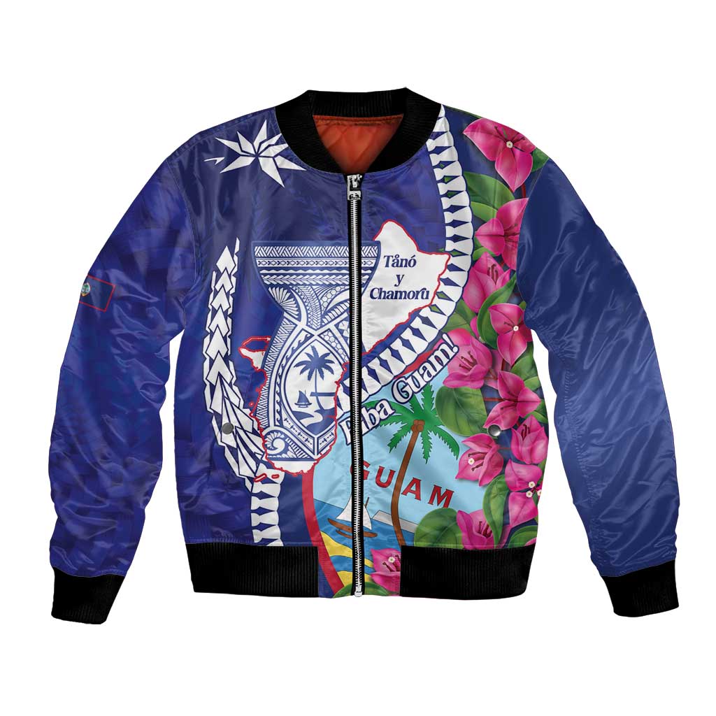 Biba Guam Liberation Day Bomber Jacket Tano y Chamoru Latte Stone Blue
