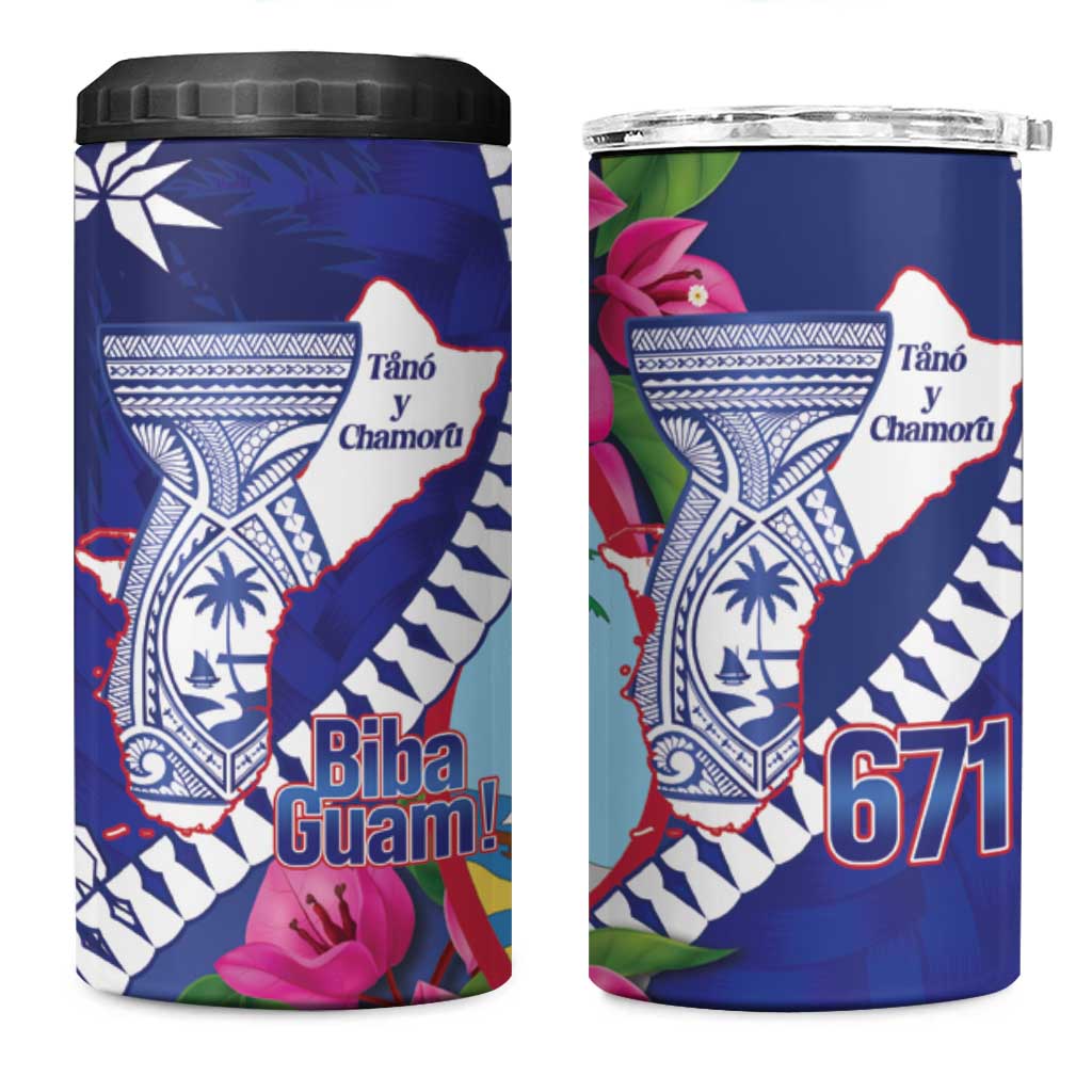 Biba Guam Liberation Day 4 in 1 Can Cooler Tumbler Tano y Chamoru Latte Stone Blue