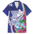 Biba Guam Liberation Day Family Matching Off Shoulder Maxi Dress and Hawaiian Shirt Tano y Chamoru Latte Stone Blue