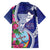 Biba Guam Liberation Day Family Matching Off Shoulder Maxi Dress and Hawaiian Shirt Tano y Chamoru Latte Stone Blue