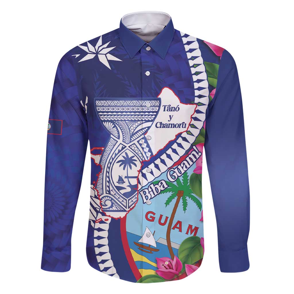 Biba Guam Liberation Day Family Matching Short Sleeve Bodycon Dress and Hawaiian Shirt Tano y Chamoru Latte Stone Blue