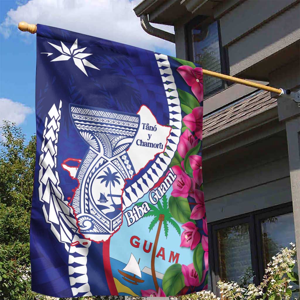 Biba Guam Liberation Day Garden Flag Tano y Chamoru Latte Stone Blue