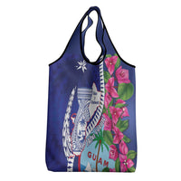 Biba Guam Liberation Day Grocery Bag Tano y Chamoru Latte Stone Blue