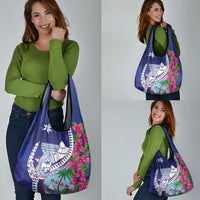 Biba Guam Liberation Day Grocery Bag Tano y Chamoru Latte Stone Blue