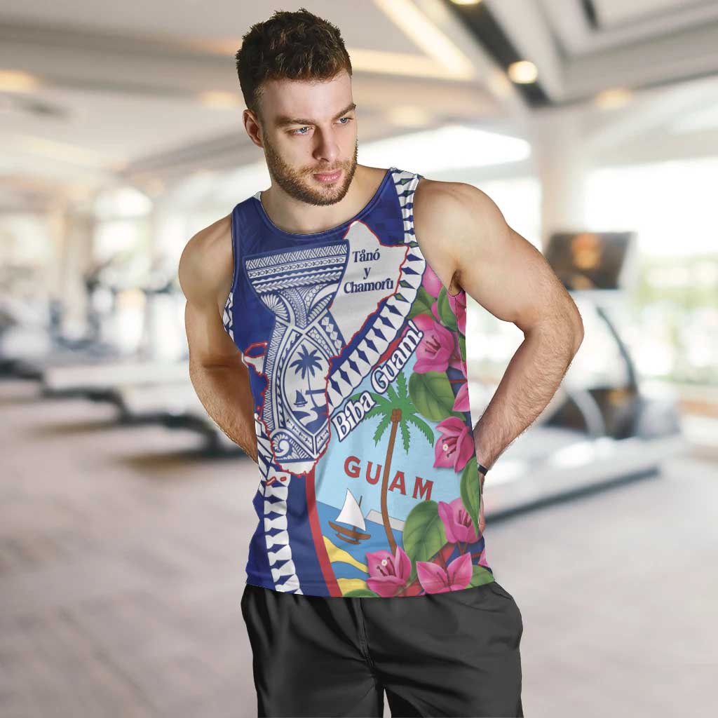Biba Guam Liberation Day Men Tank Top Tano y Chamoru Latte Stone Blue