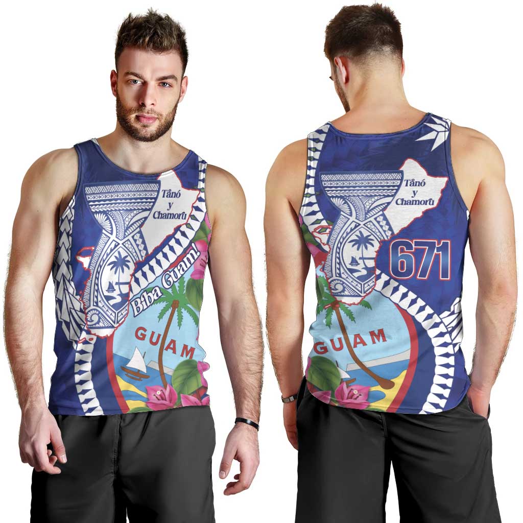 Biba Guam Liberation Day Men Tank Top Tano y Chamoru Latte Stone Blue