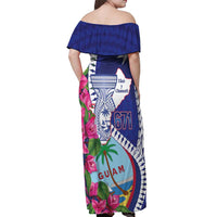 Biba Guam Liberation Day Off Shoulder Maxi Dress Tano y Chamoru Latte Stone Blue