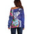 Biba Guam Liberation Day Off Shoulder Sweater Tano y Chamoru Latte Stone Blue