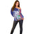 Biba Guam Liberation Day Off Shoulder Sweater Tano y Chamoru Latte Stone Blue