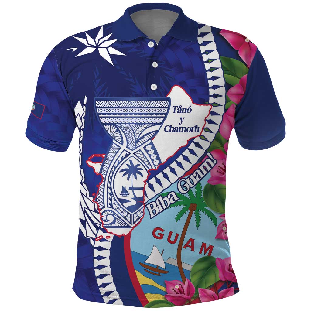 Biba Guam Liberation Day Polo Shirt Tano y Chamoru Latte Stone Blue