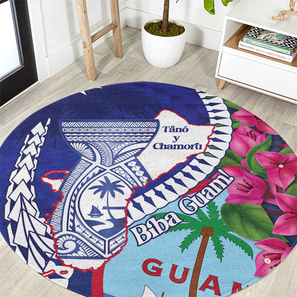 Biba Guam Liberation Day Round Carpet Tano y Chamoru Latte Stone Blue