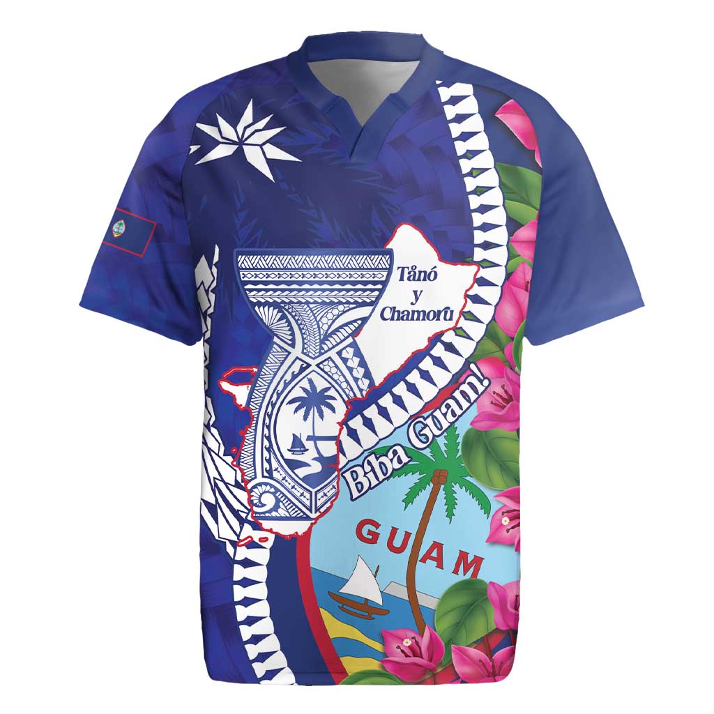 Biba Guam Liberation Day Rugby Jersey Tano y Chamoru Latte Stone Blue