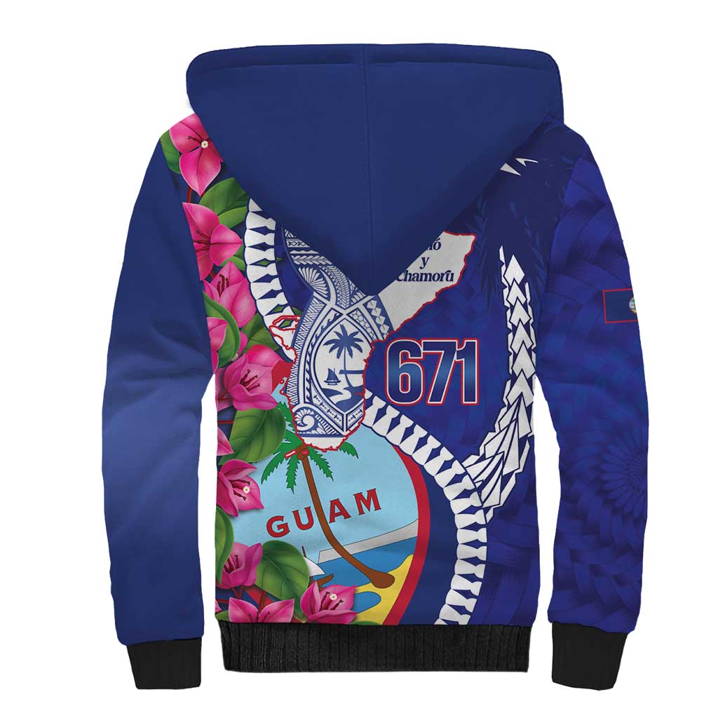 Biba Guam Liberation Day Sherpa Hoodie Tano y Chamoru Latte Stone Blue