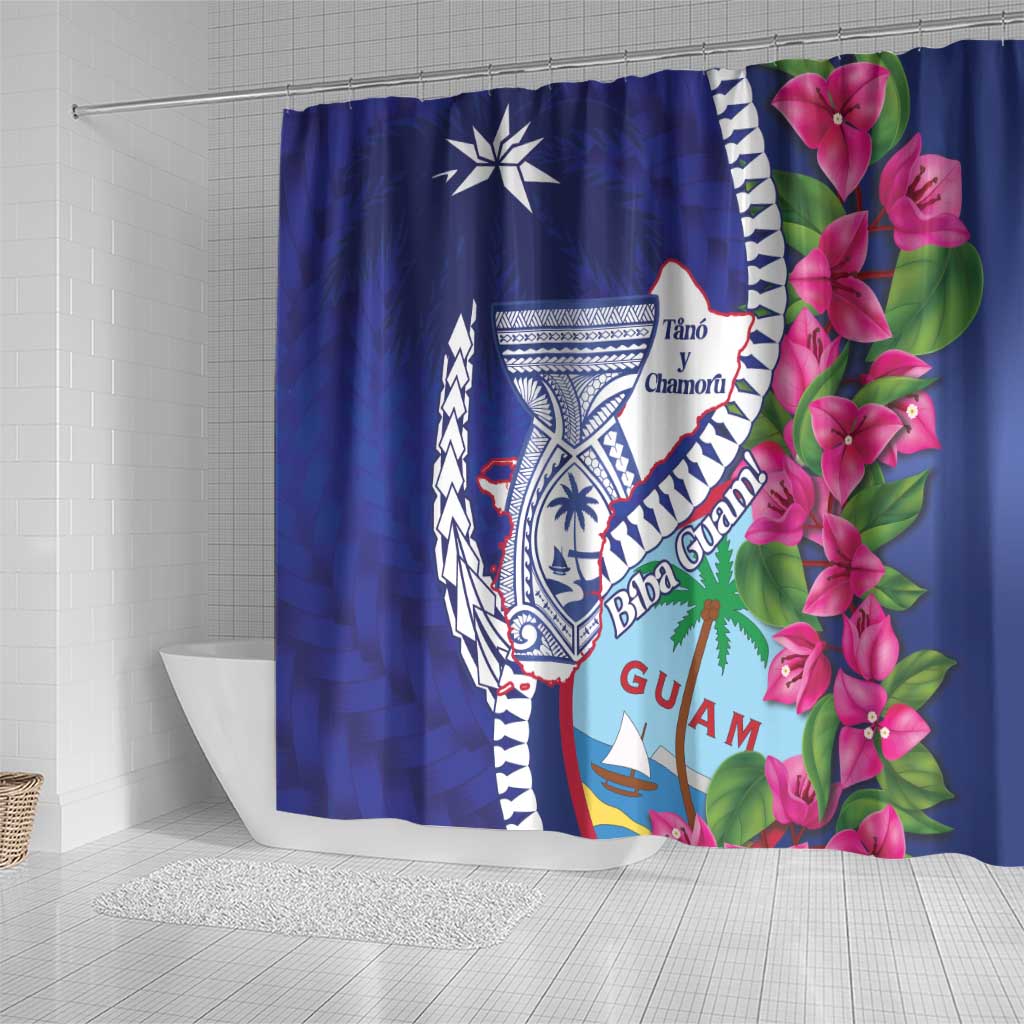 Biba Guam Liberation Day Shower Curtain Tano y Chamoru Latte Stone Blue