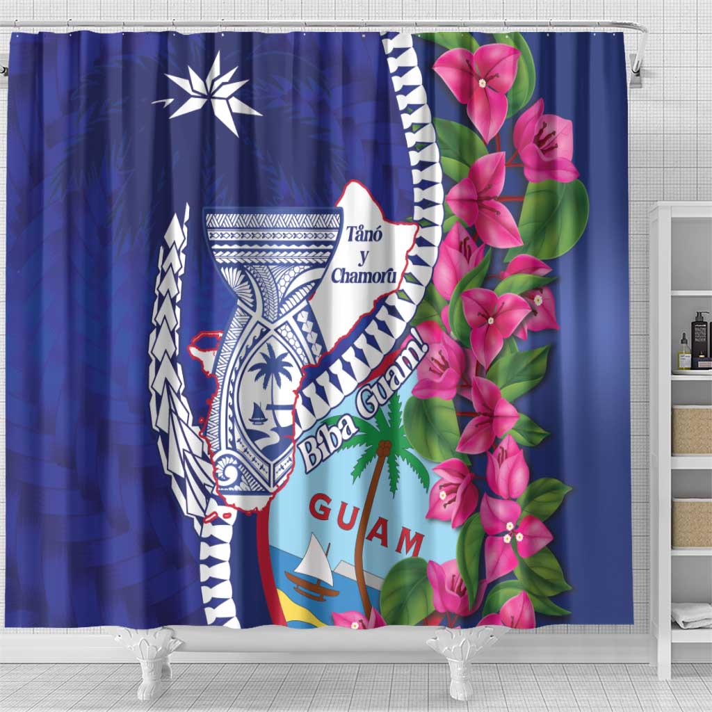 Biba Guam Liberation Day Shower Curtain Tano y Chamoru Latte Stone Blue