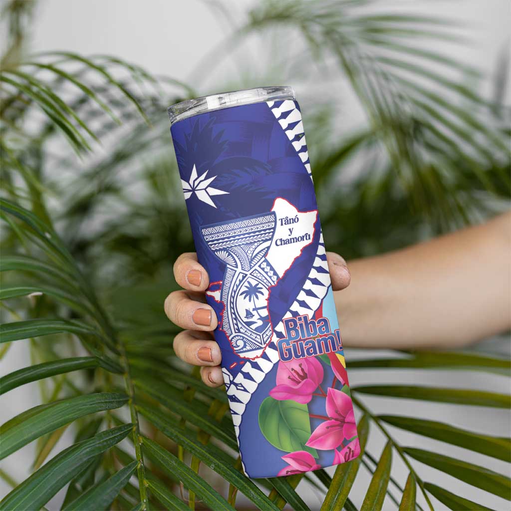 Biba Guam Liberation Day Skinny Tumbler Tano y Chamoru Latte Stone Blue