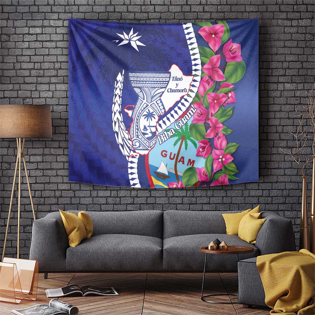 Biba Guam Liberation Day Tapestry Tano y Chamoru Latte Stone Blue