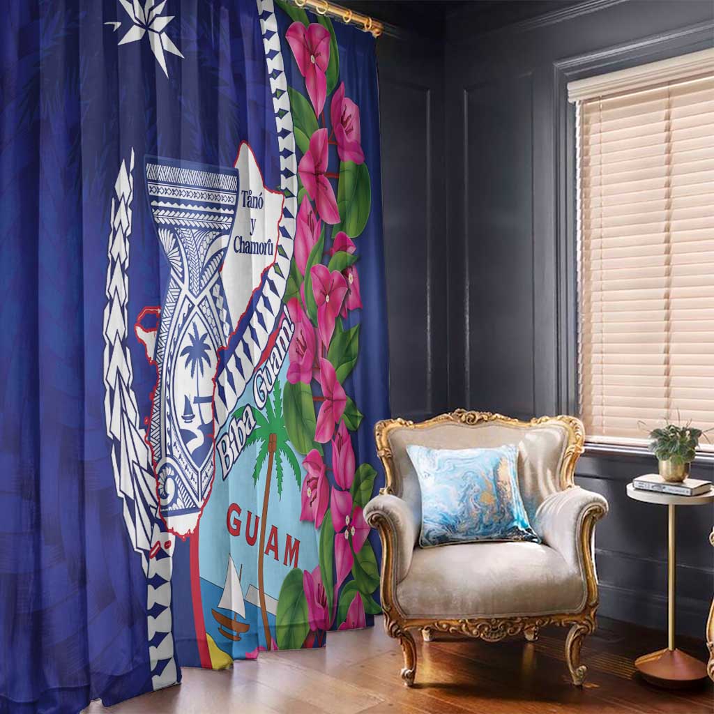 Biba Guam Liberation Day Window Curtain Tano y Chamoru Latte Stone Blue