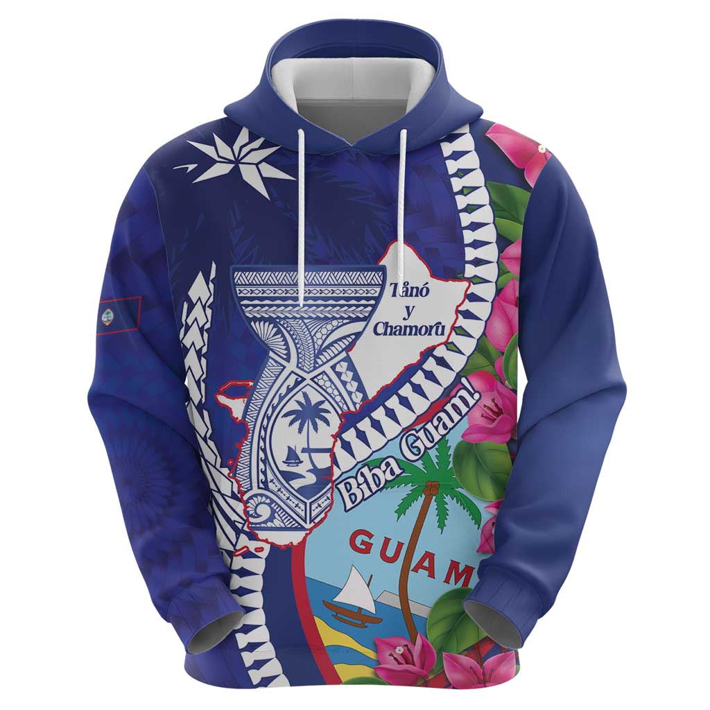 Biba Guam Liberation Day Zip Hoodie Tano y Chamoru Latte Stone Blue