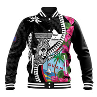 Biba Guam Liberation Day Baseball Jacket Tano y Chamoru Latte Stone Black LT14 Unisex Black - Polynesian Pride