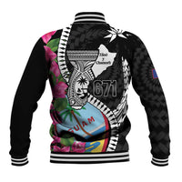 Biba Guam Liberation Day Baseball Jacket Tano y Chamoru Latte Stone Black LT14 - Polynesian Pride