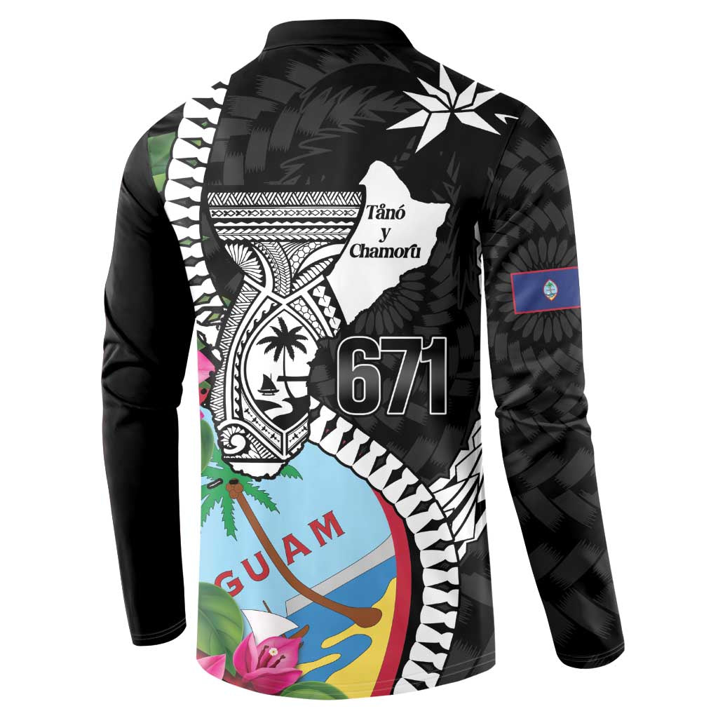 Biba Guam Liberation Day Button Sweatshirt Tano y Chamoru Latte Stone Black LT14 - Polynesian Pride