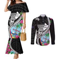 Biba Guam Liberation Day Couples Matching Mermaid Dress and Long Sleeve Button Shirt Tano y Chamoru Latte Stone Black LT14 Black - Polynesian Pride