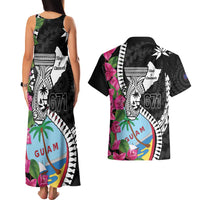 Biba Guam Liberation Day Couples Matching Tank Maxi Dress and Hawaiian Shirt Tano y Chamoru Latte Stone Black