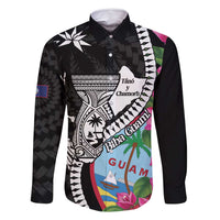 Biba Guam Liberation Day Family Matching Long Sleeve Bodycon Dress and Hawaiian Shirt Tano y Chamoru Latte Stone Black