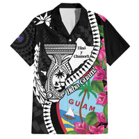 Biba Guam Liberation Day Family Matching Off The Shoulder Long Sleeve Dress and Hawaiian Shirt Tano y Chamoru Latte Stone Black