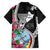 Biba Guam Liberation Day Family Matching Off Shoulder Short Dress and Hawaiian Shirt Tano y Chamoru Latte Stone Black