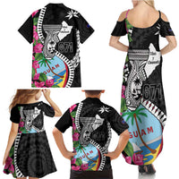 Biba Guam Liberation Day Family Matching Summer Maxi Dress and Hawaiian Shirt Tano y Chamoru Latte Stone Black