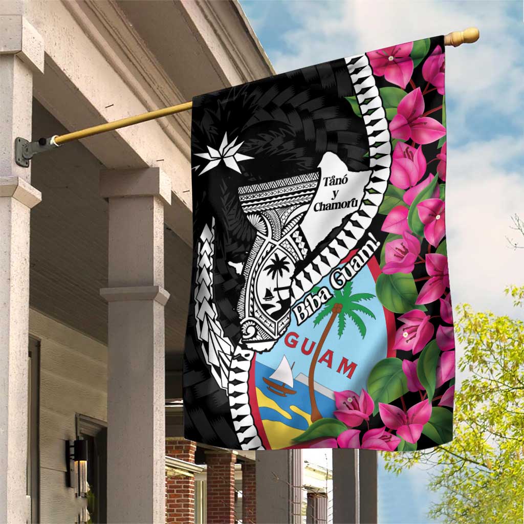 Biba Guam Liberation Day Garden Flag Tano y Chamoru Latte Stone Black