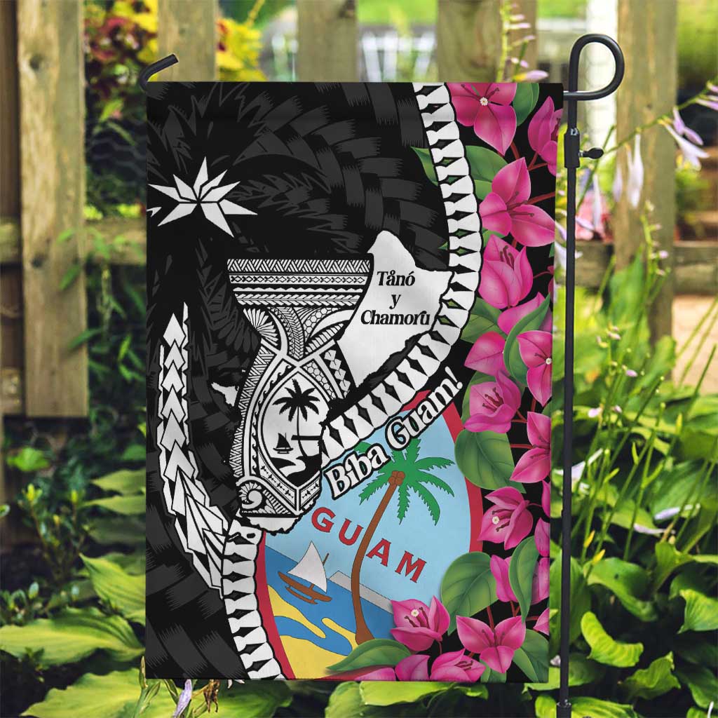 Biba Guam Liberation Day Garden Flag Tano y Chamoru Latte Stone Black