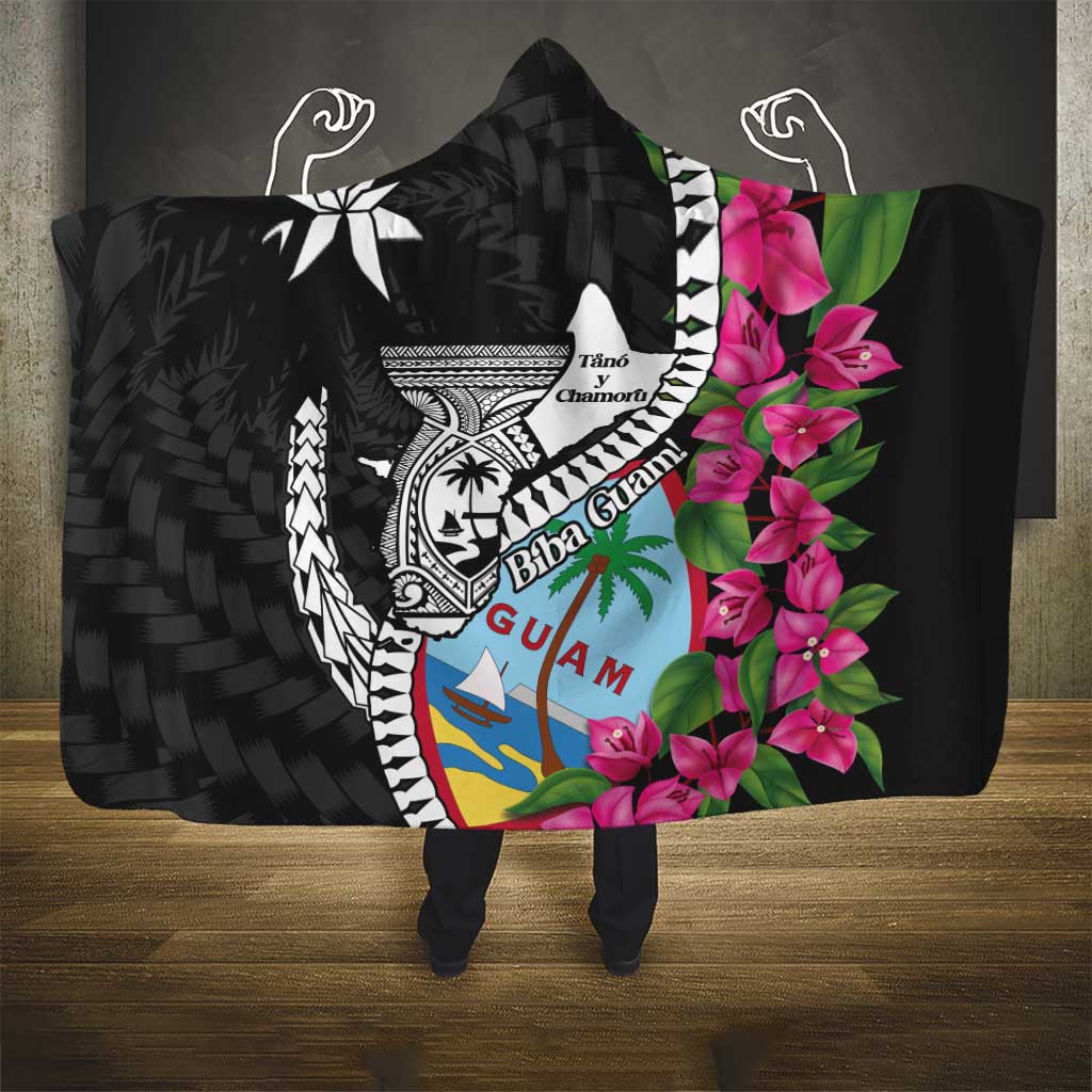 Biba Guam Liberation Day Hooded Blanket Tano y Chamoru Latte Stone Black
