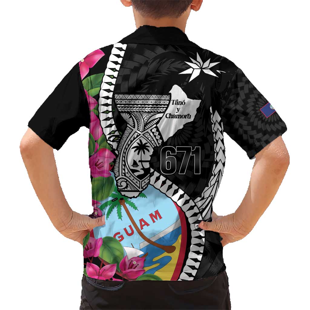 Biba Guam Liberation Day Kid Hawaiian Shirt Tano y Chamoru Latte Stone Black LT14 - Polynesian Pride