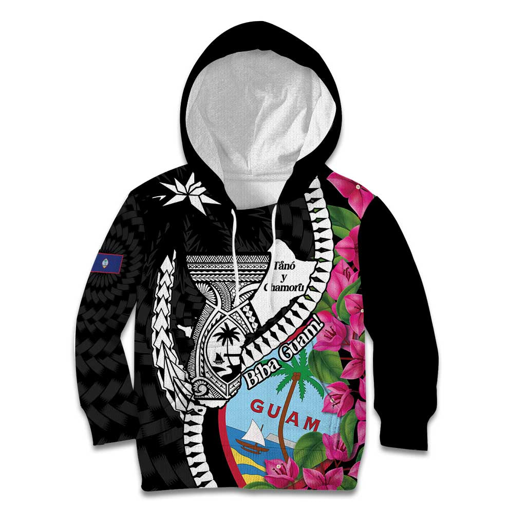 Biba Guam Liberation Day Kid Hoodie Tano y Chamoru Latte Stone Black LT14 Hoodie Black - Polynesian Pride
