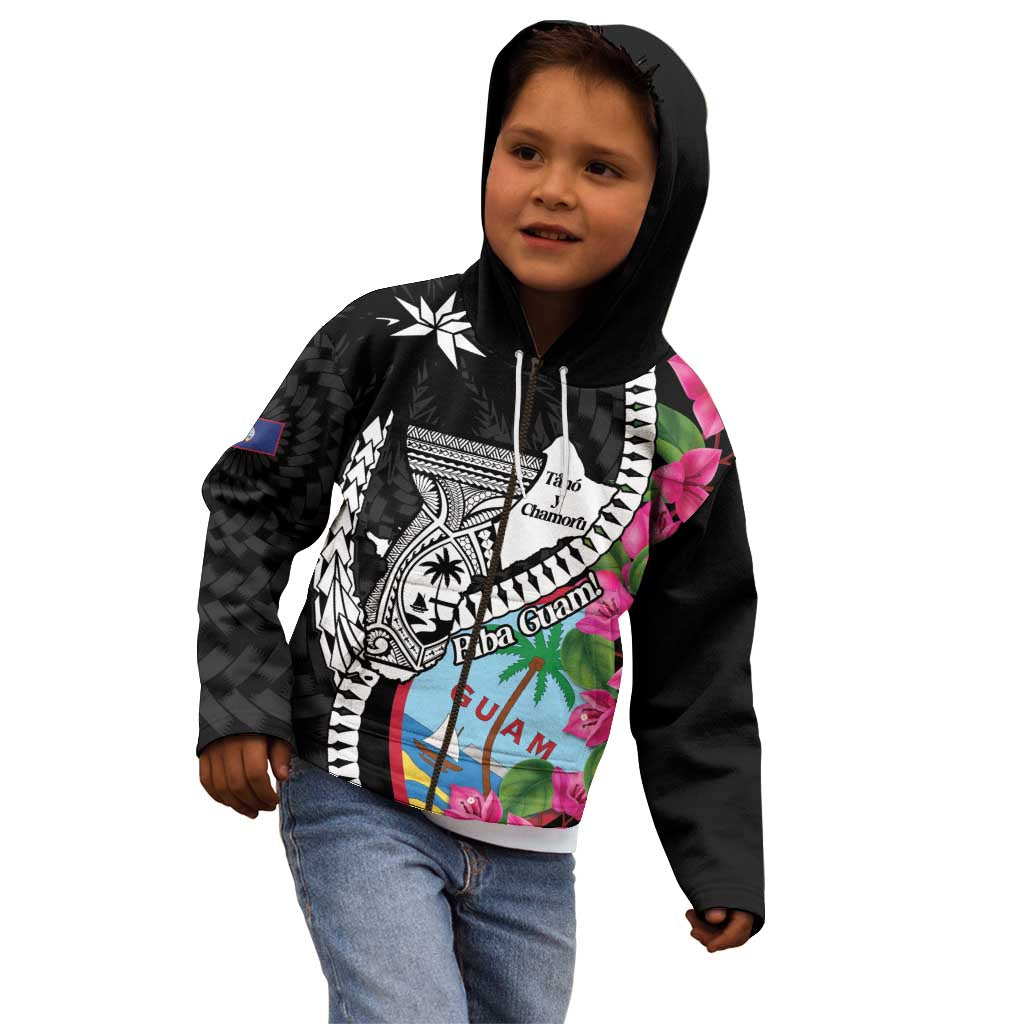 Biba Guam Liberation Day Kid Hoodie Tano y Chamoru Latte Stone Black LT14 - Polynesian Pride